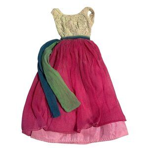 1960's Barbie Gown Fraternity Dance #1638 Lace Bodice Chiffon Skirt Brooch